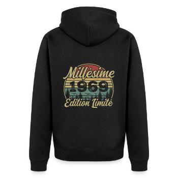 Millésime 1969 - Cadeau Pour le 55e Anniversaire - Veste à capuche bio Premium Unisexe - noir - Dos - Nico (187cm)