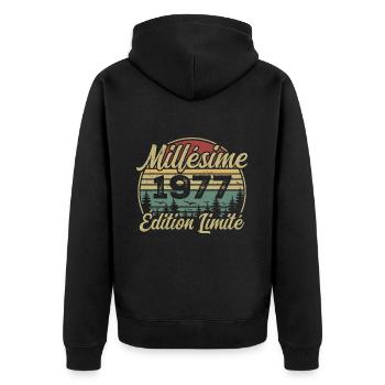Millésime 1977 - Cadeau Pour le 47e Anniversaire - Veste à capuche bio Premium Unisexe - noir - Dos - Nico (187cm)