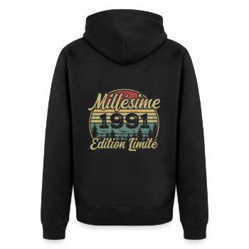 Millésime 1991 - Cadeau Pour le 33e Anniversaire - Veste à capuche bio Premium Unisexe - noir - Dos - Nico (187cm)