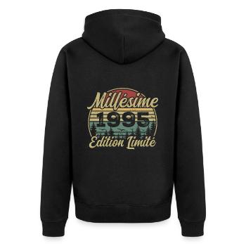 Vintage 1995 - 29th Anniversary Gift - Unisex Premium Organic Zip Hoodie - black - Back - Nico (187cm)