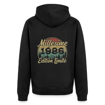 Vintage 1986 - 38th Anniversary Gift - Unisex Premium Organic Zip Hoodie - black - Back - Nico (187cm)