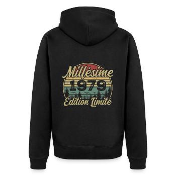 Millésime 1979 - Cadeau Pour le 45e Anniversaire - Veste à capuche bio Premium Unisexe - noir - Dos - Nico (187cm)