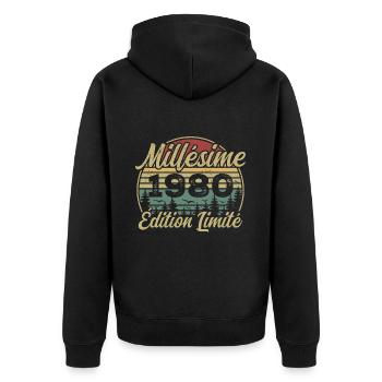 Millésime 1980 - Cadeau Pour le 44e Anniversaire - Veste à capuche bio Premium Unisexe - noir - Dos - Nico (187cm)