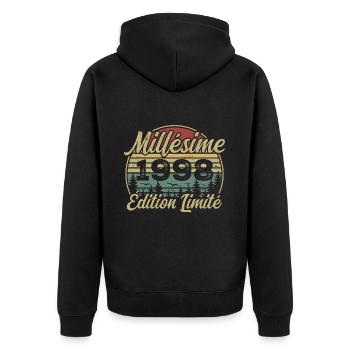 Millésime 1998 - Cadeau Pour le 26e Anniversaire - Veste à capuche bio Premium Unisexe - noir - Dos - Nico (187cm)