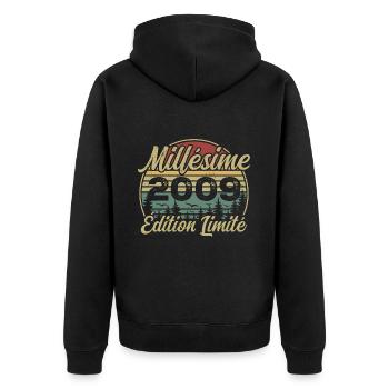 Vintage 2009 - 15th Anniversary Gift - Unisex Premium Organic Zip Hoodie - black - Back - Nico (187cm)