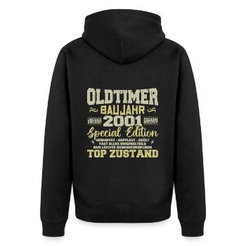 Vintage 2001 Born Retro Birthday Vintage - Unisex Premium Organic Zip Hoodie - black - Back - Nico (187cm)