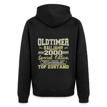 Jahrgang 2000 geboren Retro Geburtstag Vintage - Unisex Premium Bio Zip Hoodie - Schwarz - Hinten - Nico (187cm)