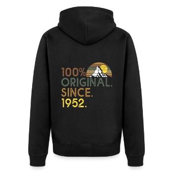 100% original since 1952 anniversary 70 years hike - Unisex Premium Organic Zip Hoodie - black - Back - Nico (187cm)