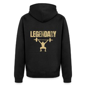 Bodybuilder Leg Day Barbell Strength Training - Unisex Premium Organic Zip Hoodie - black - Back - Nico (187cm)