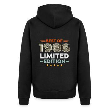 Retro 1986 Vintage Gift 38th Birthday 38 Years - Unisex Premium Organic Zip Hoodie - black - Back - Nico (187cm)