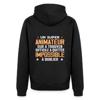 Super Entertainer - Unisex Premium Bio Zip Hoodie - Schwarz - Hinten - Nico (187cm)