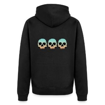 3 Skulls - Unisex Premium Bio Zip Hoodie - Schwarz - Hinten - Nico (187cm)