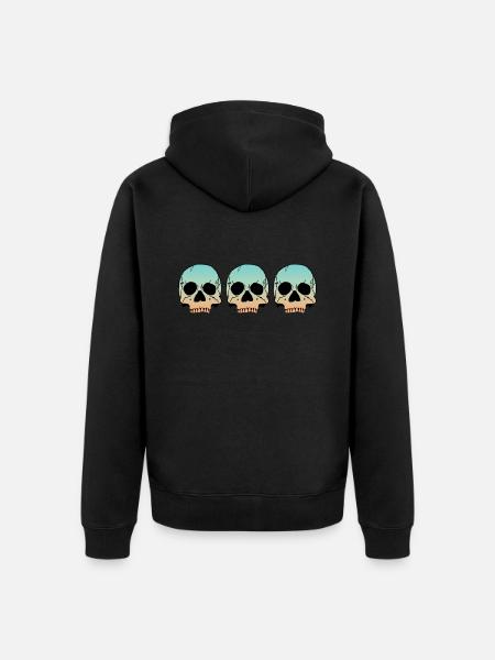 3 Skulls - Unisex Premium Bio Zip Hoodie - Schwarz