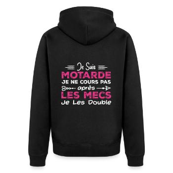 Je Suis Motarde - Humour Cadeau Motarde - Veste à capuche bio Premium Unisexe - noir - Dos - Nico (187cm)