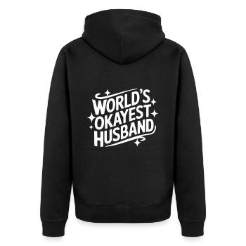 Ehemann Ehegatte Familie Hochzeit - Unisex Premium Bio Zip Hoodie - Schwarz - Hinten - Nico (187cm)