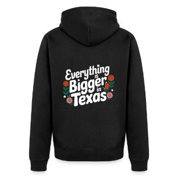 Texas State Texans Texas - Unisex Premium Organic Zip Hoodie - black - Back - Nico (187cm)