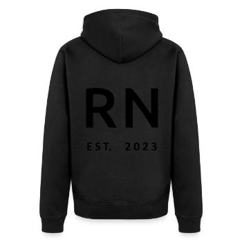 RN Est. 2023 Abschluss Registrierter Krankenpflegeschüler - Unisex Premium Bio Zip Hoodie - Schwarz - Hinten - Nico (187cm)