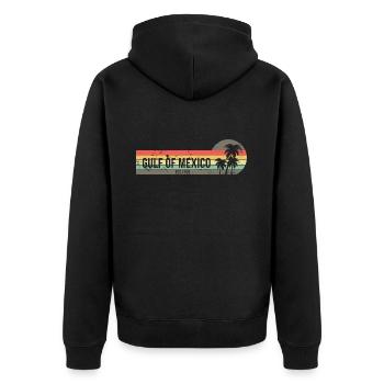 Gulf of Mexico Est 1550 Retro Vintage Mexico - Unisex Premium Bio Zip Hoodie - Schwarz - Hinten - Nico (187cm)