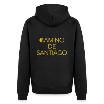 Chemin de Saint-Jacques-de-Compostelle - Pétoncle - Pèlerinage - Veste à capuche bio Premium Unisexe - noir - Dos - Nico (187cm)