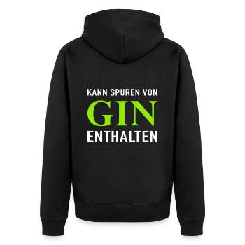 Kann Spuren Von Gin Enthalten - Unisex Premium Bio Zip Hoodie - Schwarz - Hinten - Nico (187cm)
