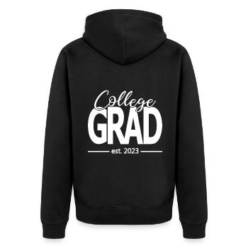 College Grad Est. 2023 Abschlussfeier - Unisex Premium Bio Zip Hoodie - Schwarz - Hinten - Nico (187cm)
