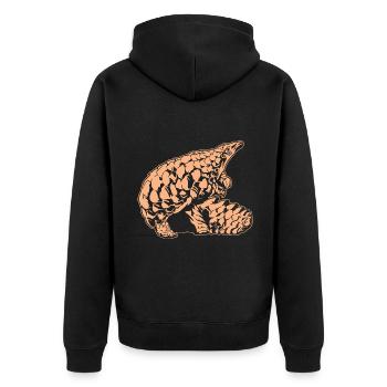 Coole Schuppentierskizze Grafik Wildlife Kreatur - Unisex Premium Bio Zip Hoodie - Schwarz - Hinten - Nico (187cm)