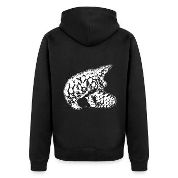 Cool Pangolin Sketch Graphic Wildlife Creature - Unisex Premium Organic Zip Hoodie - black - Back - Nico (187cm)
