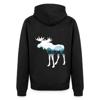 Moose - Unisex Premium Organic Zip Hoodie - black - Back - Nico (187cm)