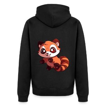 Roter Panda - Unisex Premium Bio Zip Hoodie - Schwarz - Hinten - Nico (187cm)