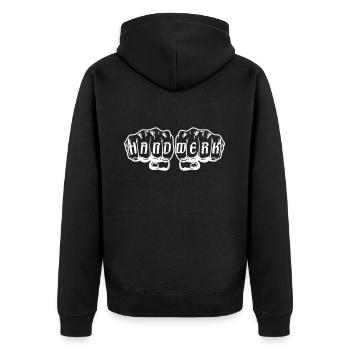 Handwerk Faust Normal - Unisex Premium Bio Zip Hoodie - Schwarz - Hinten - Nico (187cm)