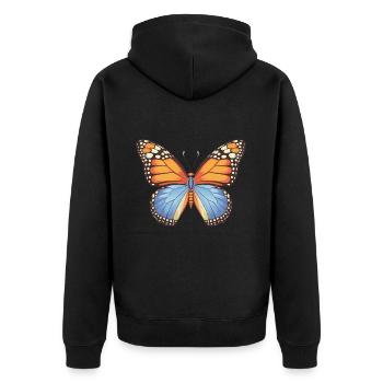 Schmetterling Monarchfalter Bunt Schmetterlinge - Unisex Premium Bio Zip Hoodie - Schwarz - Hinten - Nico (187cm)