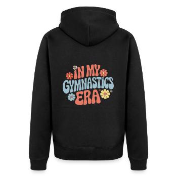 Turnen Turner Gymnastik - Unisex Premium Bio Zip Hoodie - Schwarz - Hinten - Nico (187cm)