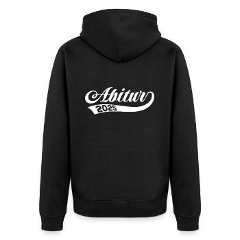 Abitur 2025 - Abi - Spruch - Geschenk - Unisex Premium Bio Zip Hoodie - Schwarz - Hinten - Nico (187cm)