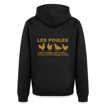 les poules c'est comme les chips - Veste à capuche bio Premium Unisexe - noir - Dos - Nico (187cm)