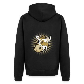Kuh Kopf Cartoon - Unisex Premium Bio Zip Hoodie - Schwarz - Hinten - Nico (187cm)