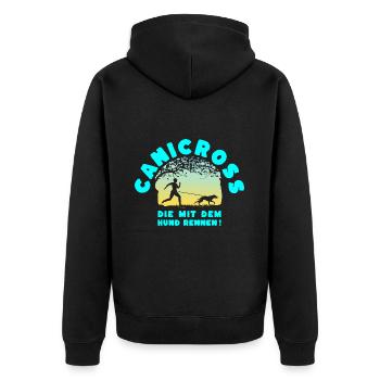Canicross -who run with the dog. (Sunset) - Unisex Premium Organic Zip Hoodie - black - Back - Nico (187cm)