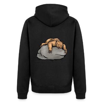 Bären Office Employee Colleague Motivation Bear - Unisex Premium Organic Zip Hoodie - black - Back - Nico (187cm)