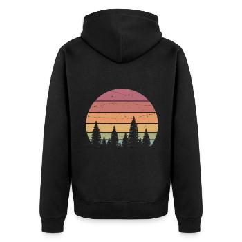 Retro Forest Mountains Randonnée Aventure en plein air - Veste à capuche bio Premium Unisexe - noir - Dos - Nico (187cm)