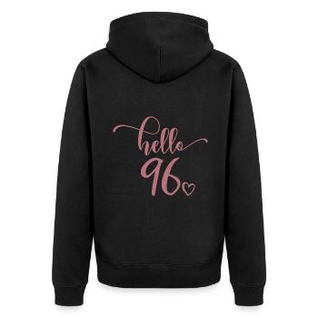 Hallo 96 - Süßes Geschenk zum 96. Geburtstag, 96 Jahre alt - Unisex Premium Bio Zip Hoodie - Schwarz - Hinten - Nico (187cm)