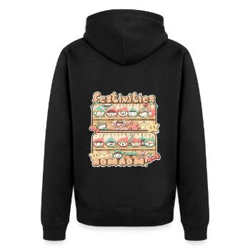 Festivities nom nom, Christmas funny elves - Unisex Premium Organic Zip Hoodie - black - Back - Nico (187cm)