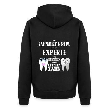 Zahnarzt Papa Zahnmediziner Vater Geschenk - Unisex Premium Bio Zip Hoodie - Schwarz - Hinten - Nico (187cm)