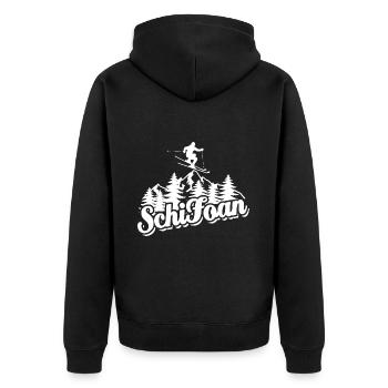 Ski, Schi Foan, Wintersport, Skiurlaub - Unisex Premium Bio Zip Hoodie - Schwarz - Hinten - Nico (187cm)