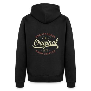 Original 1975 Geburtstagsgeschenk 1975 - Unisex Premium Bio Zip Hoodie - Schwarz - Hinten - Nico (187cm)