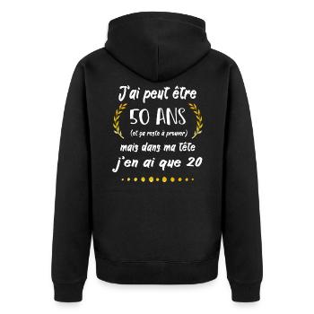 50 ans cadeau d'anniversaire 50 ans - Veste à capuche bio Premium Unisexe - noir - Dos - Nico (187cm)