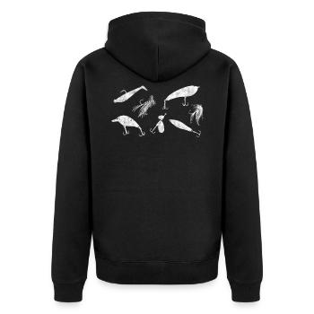 Angelköder Raubfische Angeln - Unisex Premium Bio Zip Hoodie - Schwarz - Hinten - Nico (187cm)