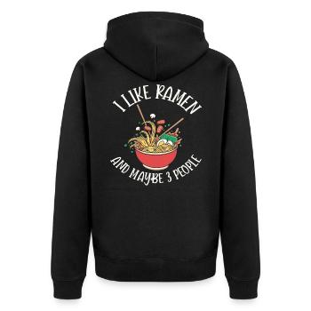 J’aime les ramen et peut-être le design de 3 personnes - Veste à capuche bio Premium Unisexe - noir - Dos - Nico (187cm)