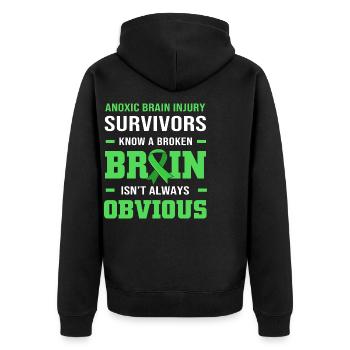 Gehirnverletzung Schlaganfall - Unisex Premium Bio Zip Hoodie - Schwarz - Hinten - Nico (187cm)
