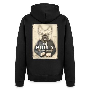 The Bully of Wall Street - Unisex Premium Bio Zip Hoodie - Schwarz - Hinten - Nico (187cm)