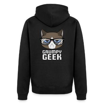 GRUMPY GEEK - Unisex Premium Organic Zip Hoodie - black - Back - Nico (187cm)