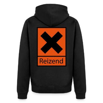 Reizend - Unisex Premium Bio Zip Hoodie - Schwarz - Hinten - Nico (187cm)